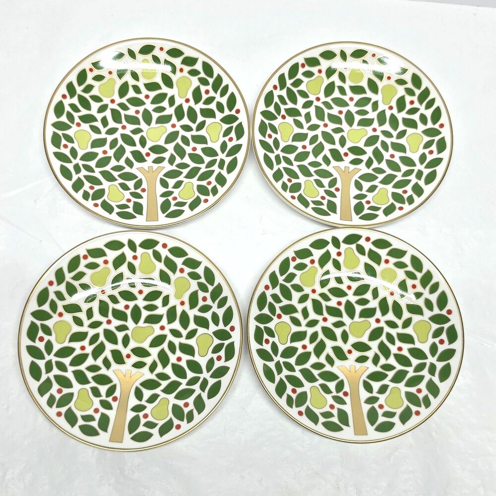 Kate Spade Lenox Pear Tree Point SET of 4 Tidbit Party Holiday Plates 6 Inches